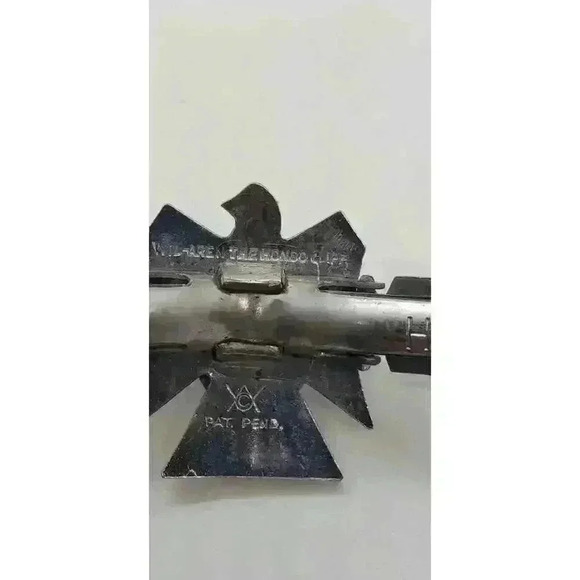 Vtg Hondo Clip Shirt Collar Tie Southwest Eagle & Rainbow Hematite Wil-Aren - Picture 2 of 5